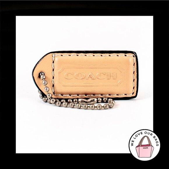 2" VINTAGE COACH Natural Saddle Leather Nickel Fob Bag Charm Keychain Hang Tag - Picture 1 of 1